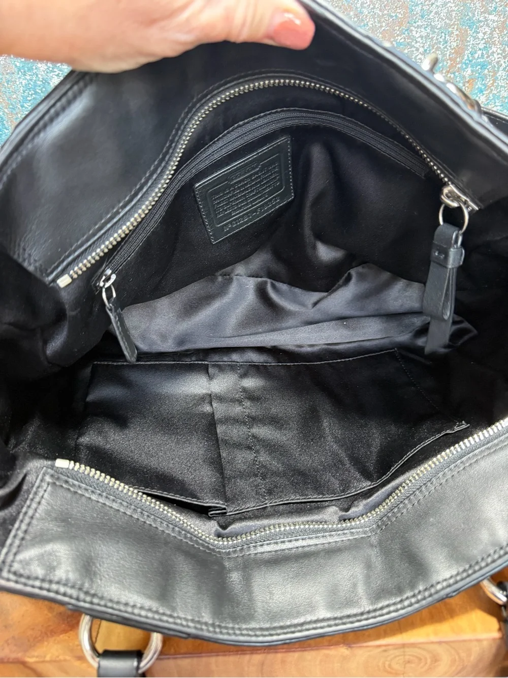 Coach Classic 2012 Black Leather Gallery East West Tote Bag